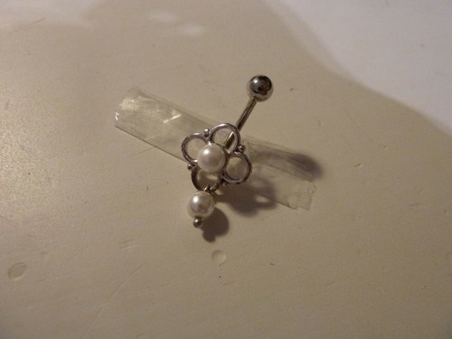 PIERCING Bauchnabelpiercing Belly - Edelstahl silber - große Blüte m. Perlen - Bild 1 von 2