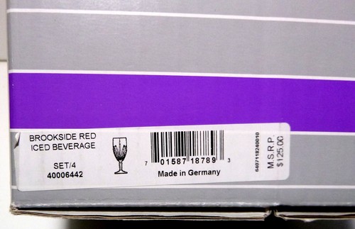 *NEW* Waterford Crystal Marquis BROOKSIDE Set of 4 Red Iced Beverage Tea 8 3/8" - Picture 14 of 14