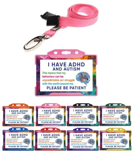 ADHD Lanyard Autism Lanyard I Have ADHD & Autism Badge Hidden Disability - Picture 6 of 21