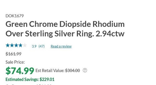 Green Chrome Diopside Rhodium Over Sterling Silver Ring. 2.94ctw size 8 NEW - Picture 7 of 7