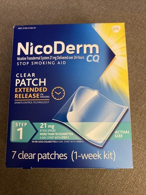 New Nicoderm Cq 7 Piece Step 1 Clear Nicotine Patch Expiration 07 22 Ebay
