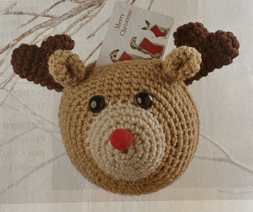 Crochet Rudy Rudolph Reindeer Ornament Gift Card Holder Pattern Christmas env525 - Picture 1 of 2