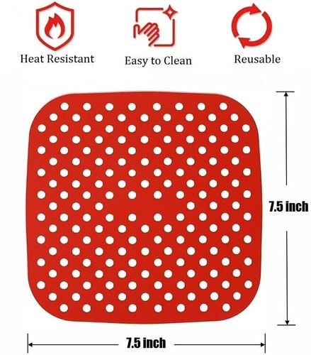 2 Wiederverwendbare Fritteuse Futter Antihaftbeschichtet Silikon Pad Matte Korb Quadrat zum Backen - Bild 5 von 23