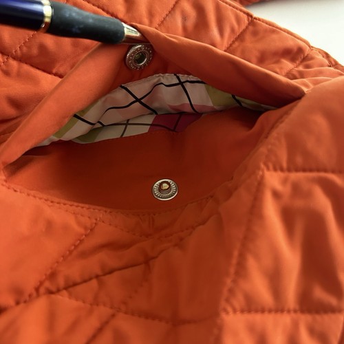 Giacca Cappotto Lands End Trapuntata Piena Zip Finta Collo Arancione Donna M (10-12) Tasche - Foto 12 di 14