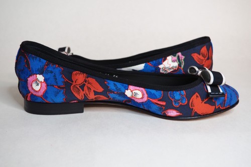 Christian Dior Azul y Rojo Floral Lazo Pisos, Talla 5 (US) 35 (EU) - Imagen 7 de 11