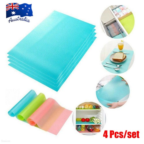 4 Pcs RefrigerGTor Fridge Mats Pads Liner Shelves Easy Clean Antibacterial Mat - Picture 3 of 14