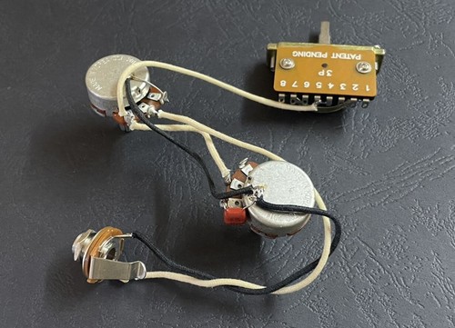 Prewired Guitar Harness Kit 1 Volume 1 Tone 1 3 Way Blade Switch for 2 Humbucker - Picture 3 of 3