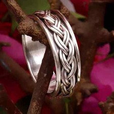 Solid 925 Sterling Silver Band Spinner Meditation Handmade Ring All Size-U-96