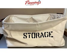 USED Braided Crown Canvas Storage Basket, Cream