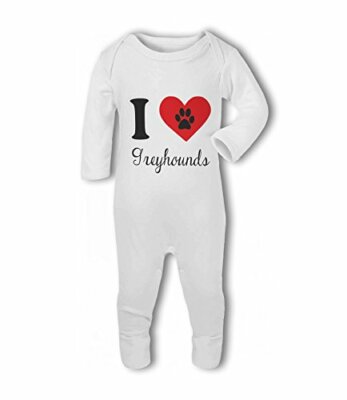 I Love Grey Hounds cute pet - Baby Romper Suit by BWW Print Ltd