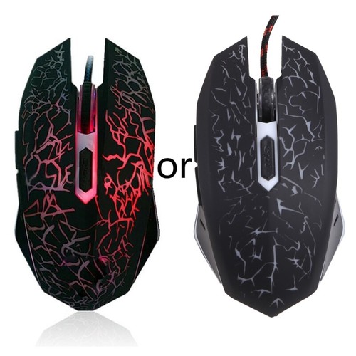 Crack Pattern 2400 DPI Ergonomic USB Glowing Mice with Chroma RGB Backlit for PC