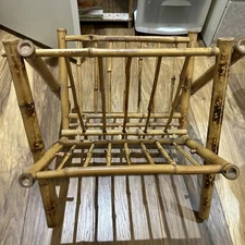 vintage bamboo Magazine Rack MCM Book Holder