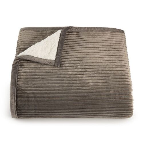 CUDDL DUDS Sherpa Throw Blanket Plush to Sherpa Gray Cozy Soft