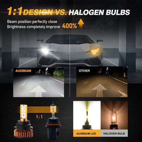 AUXBEAM HB5 9007 LED Headlight Bulbs High Low Beam 6000K White Super Bright 2X - Picture 5 of 12