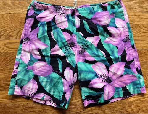 Original Jams Vintage 1980s Shorts M Medium Floral Purple Hawaiian