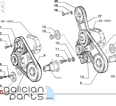 7758970 Correa auxiliar Fiat Ducato /Citroen C25 /Hyndai i10 /Kia Picanto ORIGIN - Imagen 4 de 5