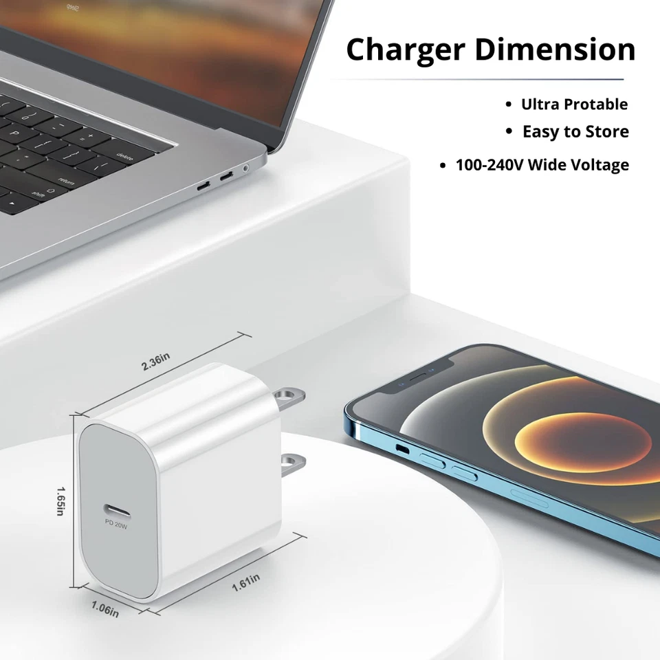 For iPhone iPad Android USB C Fast Charger 20W PD Power Adapter Type-C Wholesale - Image 4 of 4