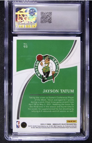2020-21 Panini Immaculate Jayson Tatum #93 Celtics /99 CGC GEM MINT 10 - Picture 2 of 2