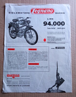 Legnano Moped Ciclomotore SACHS 47 cc Leaflet Foglio