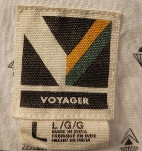 2 Voyager Men's Short Sleeve Button Down Shirt L Gray White Black - Picture 13 of 18