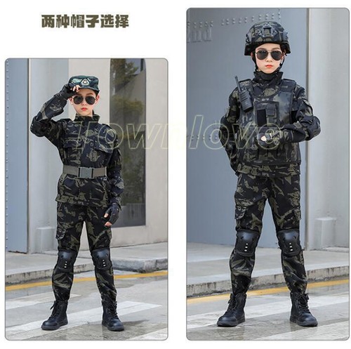 New Kid Child Outdoor Tactical Suit Uniforms Boy Girl CamoTops+pant Outfits Sets - Picture 8 of 22
