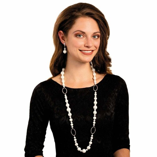 Triumphant Shell Pearl and Crystal Drop Clip On Earrings - Picture 2 of 2