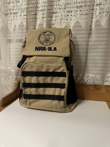 NRA ILA Embroidered Eagle Emblem Beige Backpack Bug Out Bag National Rifle