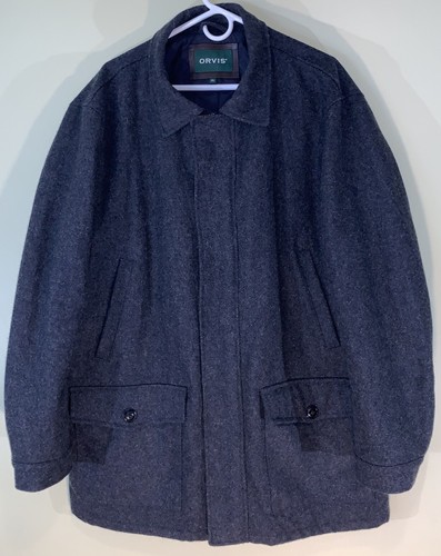 Orvis Herren XL grau Wollmischung durchgehender Reißverschluss Erbsenmantel Jacke - Bild 1 von 18