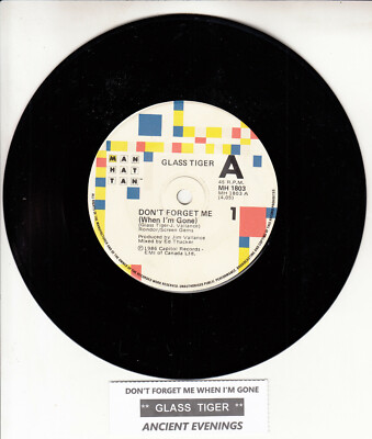GLASS TIGER  Don't Forget Me (When I'm Gone) 7'' 45 rpm vinyl record NEW RARE!