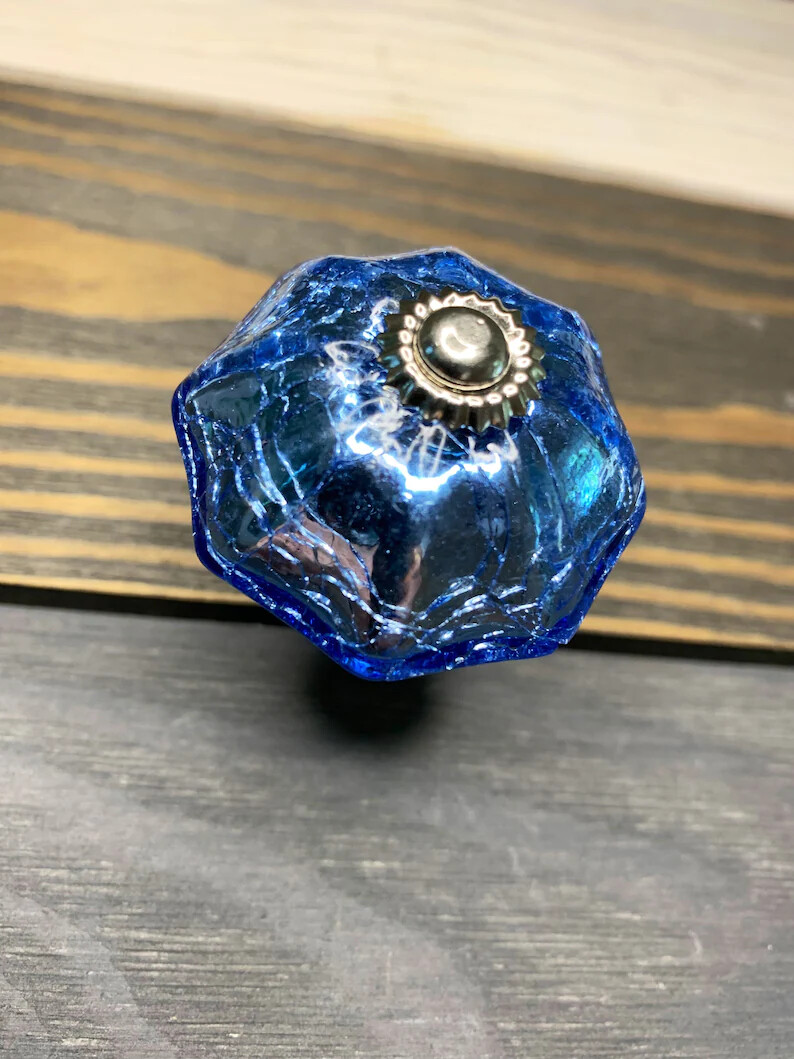 Antique Metal Drawer Pull Blue Glass Mercury Dresser Door Kitchen Knob Antique Metal Drawer Pull Blue Glass Mercury Dresser Door Kitchen Knob