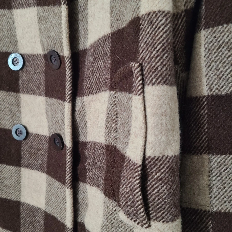 Abrigo de lana vintage Dale Dressin para Harlan marrón tostado chaqueta a cuadros talla 10 Foto 2 de 4
