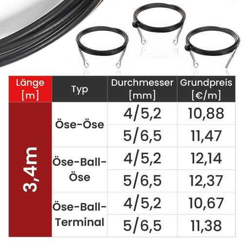 0,3-100m Ersatzkabel Für Fitnessgeräte mit Ösen Ballstopper und Gwindeterminal - Bild 32 von 59