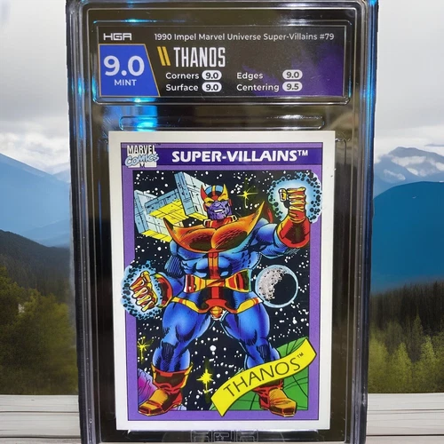 🔥1990 Impel Marvel Universe THANOS #79 HGA 9 MINT RC Super Villains🔥