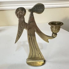 Vintage Brass Angel Candlestick Holder Candelabra 6.5 X 4.75 Inch