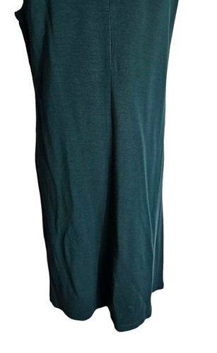 Eileen Fisher Pine Green Tencel Mock Neck Midi Dress Sz S Asymmetric Hem Stretch - Picture 9 of 18
