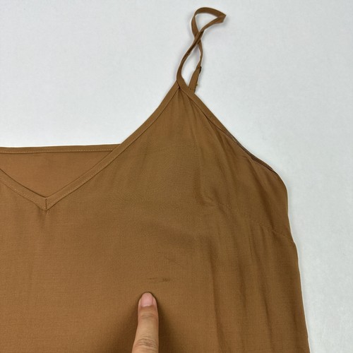 Young Fabulous & Broke Maxi Dress Womens Medium Tan Sheer Lined Ruffle Flaw - Afbeelding 4 van 12