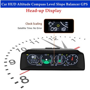 10V-30V Car Truck GPS HUD Inclinometer Compass Slope Meter Indicator Speedometer