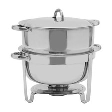 14.2 Qt Catering Dish Buffet Food Warmer Hot Pot Full-Size Round Stainless Steel