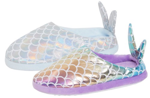 Girls Open Back 3D Mermaid Slippers Teens Metallic Glitter Novelty House Shoes   - Afbeelding 1 van 19