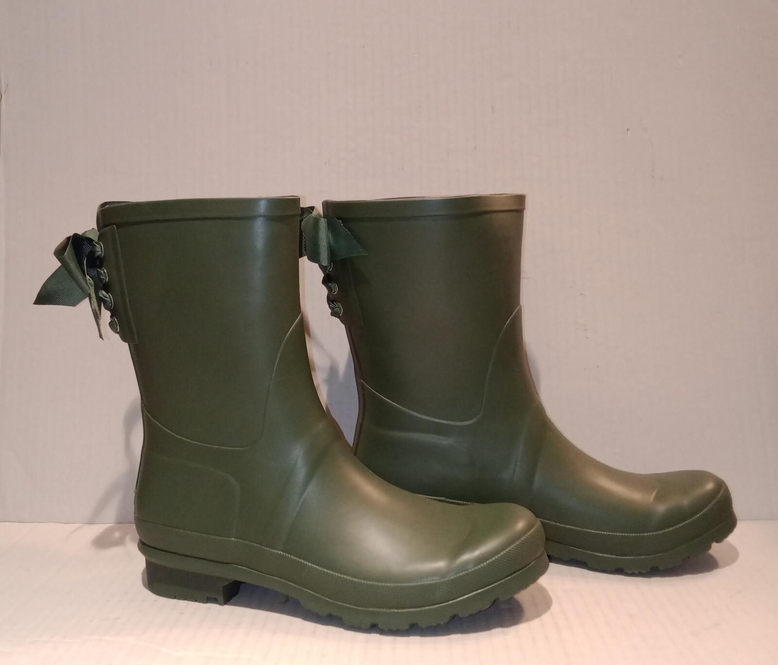 Lemon Rubber Rain Boots, LMBRT-3607 Lace-Up Duck Green Women's Size 10, $99 NIB