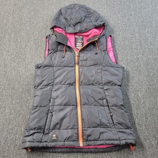 Killtec Hooded Puffer Vest Jacket Womens M Black Pink Full Zip Outdoors