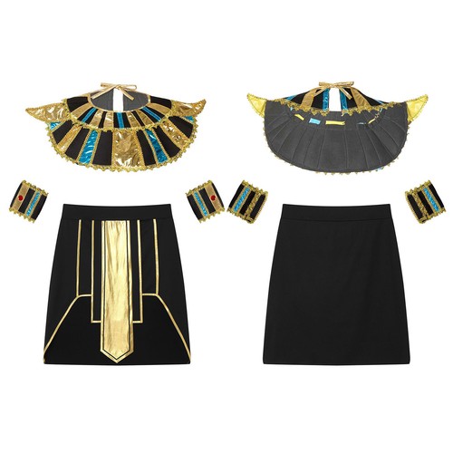 Men 5 Pcs Ancient Egypt Costume Pharaoh Cosplay Skirt Cuffs And Collar Outfit - Picture 6 of 65