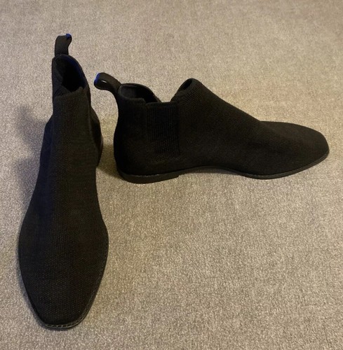Rothys Women's 11.5 Black Merino Wool Booties Ankle Chelsea Almond Toe Pull-On - Picture 18 of 19