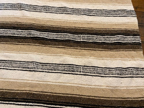 MEXICAN STRIPED RUG~Brown*Tan*Yoga*Blanket*Throw*Southwestern/South America - Picture 3 of 12