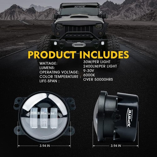 4 Inch LED Fog Lights High-Intensity Off-Road Fog Lamp for Driving Jeep Wrangler - Picture 7 of 7