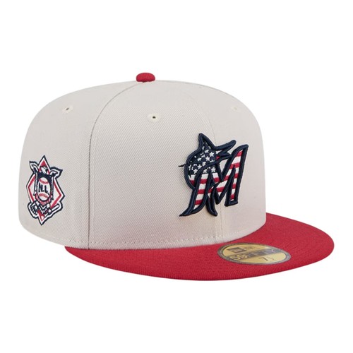 Miami Marlins MLB Independence Day New Era 59Fifty Fitted Hat/Cap Size 7 5/8 - Picture 3 of 8
