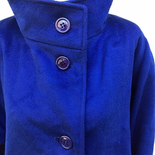 VTG Larry Levine Coat Womens Sz XL Blue Overcoat Winter Lined Button Front - Picture 1 of 20