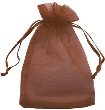 Allgala 100 Count Brown Organza Gift Party Favor Bags, 5x7 Inch, Drawstring