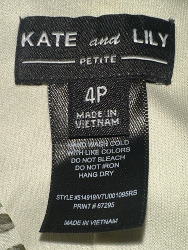 Kate and Lily Midi Dress Womens Off White With Green Leafs 4P - Picture 7 of 11