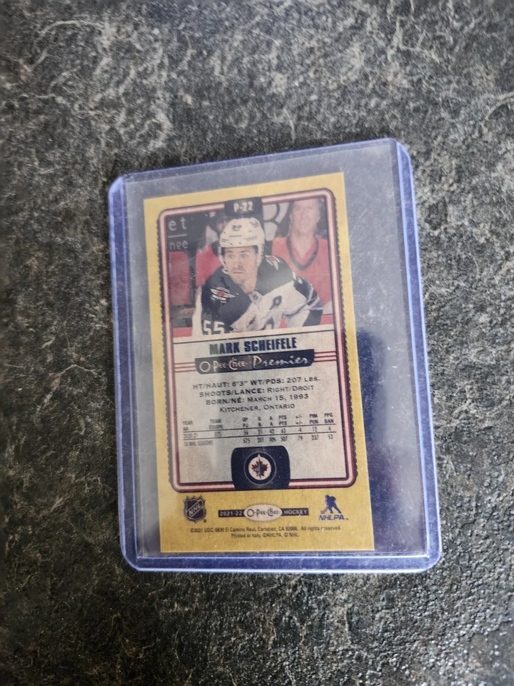2021-22 O-Pee-Chee Premier Tallboy Mini Yellow Mark Scheifele Card# P-22 - Image 2 of 2